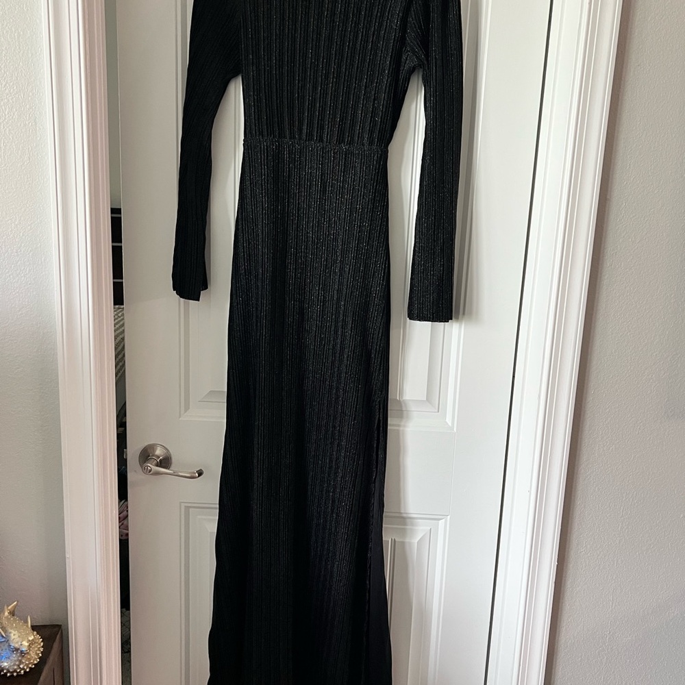 NWT Audrey Parks + Francesca's Black Long Sleeve Maxi Sheath Dress